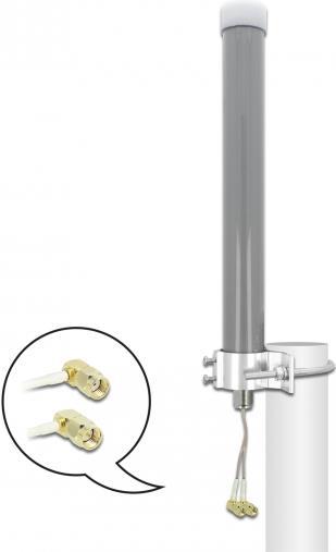 DeLOCK - Antenne - Mobiltelefon, Wi-Fi - 2 - 3 dBi - ungerichtet - außen, Stangenbefestigung - Grau (12694) von Delock