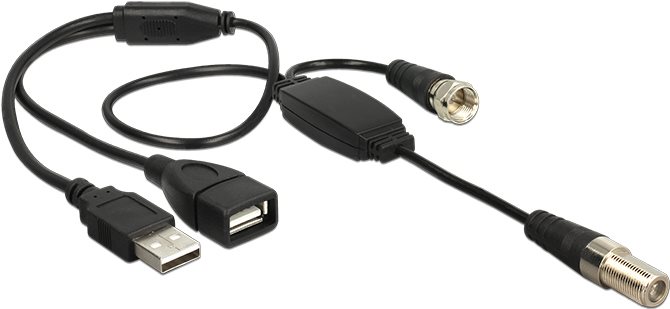 DeLOCK - Antennenkabel - F-Stecker (M) - F-Stecker, USB - 35cm - Koax - (RG-174) - Schwarz (13006) von Delock