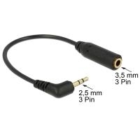 DeLOCK - Audio-Adapter - Stereostecker für Sub-Mini Telefon 2,5 mm (M) - bis - Mini-Phone Stereo 3,5 mm (W) - 17,5 cm - Schwarz - 90° links abgewinkelter Anschluss (65672) von Delock