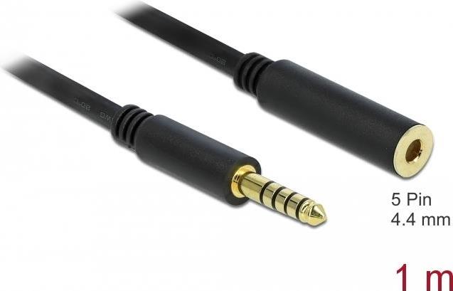 DeLOCK - Audioverlängerungskabel - Symmetrisches Stereo 4,4 mm (M) bis Symmetrisches Stereo 4,4 mm (W) - 1,0m - Schwarz (85796) von Delock