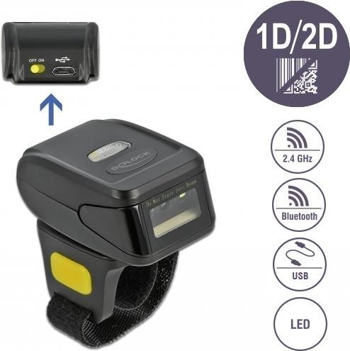 DeLOCK - Barcode-Scanner - tragbar - 100 Scans/Sek. - decodiert - USB, RF(2,4 GHz), Bluetooth 4,1 (90508) von Delock