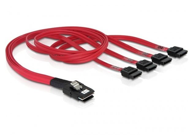 DeLOCK Cable mini SAS 36pin to 4x SATA SCSI-Kabel Rot 0,5 m von Delock