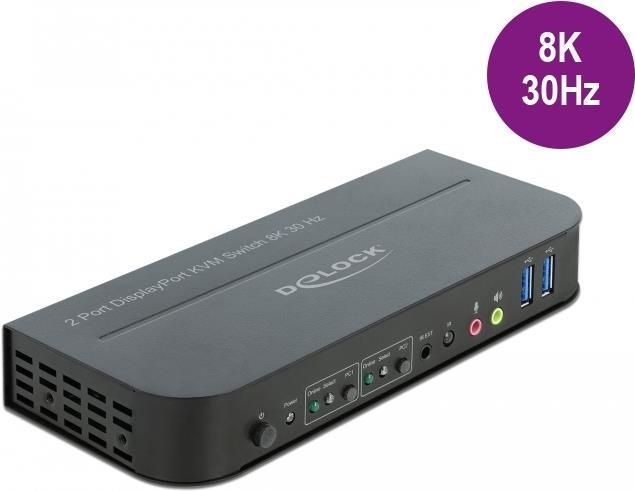 DeLOCK DisplayPort 1.4 KVM Switch 8K 30 Hz with USB 3.0 and Audio - KVM-/Audio-/USB-Switch - 2 x KVM/Audio/USB - 1 lokaler Benutzer - Desktop von Delock