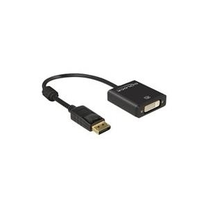 DeLOCK - DisplayPort-Adapter - DisplayPort (M) - DVI-I (W) - 20cm (DisplayPort 1,2) - aktives Kabel (Signalregenerierung) - Schwarz (62599) von Delock