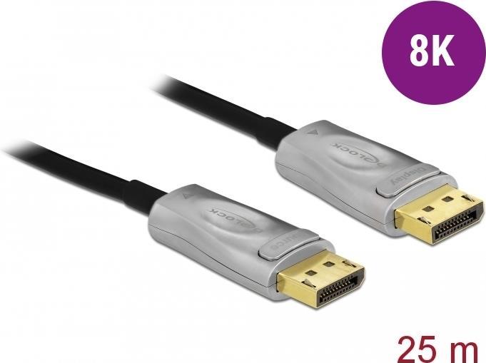 DeLOCK - DisplayPort-Kabel - DisplayPort (M) bis DisplayPort (M) - DisplayPort 1,4 - 25,0m - aktiv, unterstützt 8K UHD (7680 x 4320), hauchvergoldete Kontakte - Schwarz (85888) von Delock