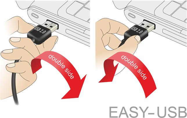DeLOCK Easy - USB-Kabel - USB (M) links/rechts abgewinkelt, umkehrbar bis USB Type B (M) - USB2.0 - 50cm - Schwarz (85167) von Delock