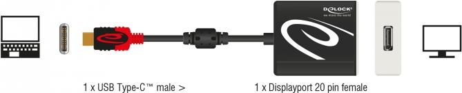 DeLOCK - Externer Videoadapter - VL100 - USB-C - DisplayPort - Schwarz - Einzelhandel (63312) von Delock