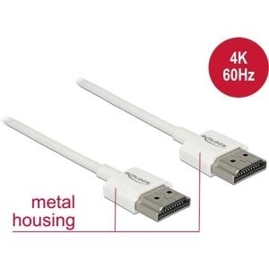 DeLOCK High Speed HDMI with Ethernet - HDMI mit Ethernetkabel - HDMI (M) bis HDMI (M) - 25cm - Dreifachisolierung - weiß - 4K Unterstützung (85120) von Delock