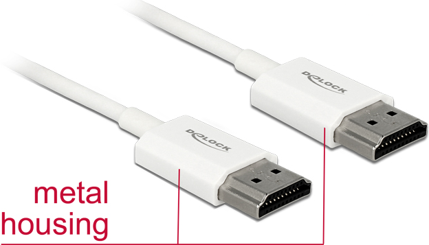 DeLOCK High Speed HDMI with Ethernet - HDMI mit Ethernetkabel - HDMI (M) bis HDMI (M) - 4,5m - Dreifachisolierung - weiß - 4K Unterstützung (85139) von Delock