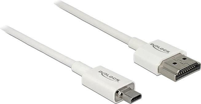 DeLOCK High Speed HDMI with Ethernet - HDMI mit Ethernetkabel - HDMI (M) bis mikro HDMI (M) - 50cm - Dreifachisolierung - weiß - 4K Unterstützung (85148) von Delock