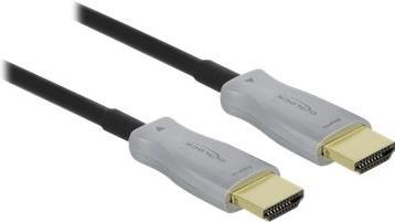 DeLOCK - Highspeed HDMI-Kabel - HDMI (M) bis HDMI (M) - 15,0m - Glasfaser - Schwarz - 4K Unterstützung, Active Optical Cable (AOC) (85012) von Delock