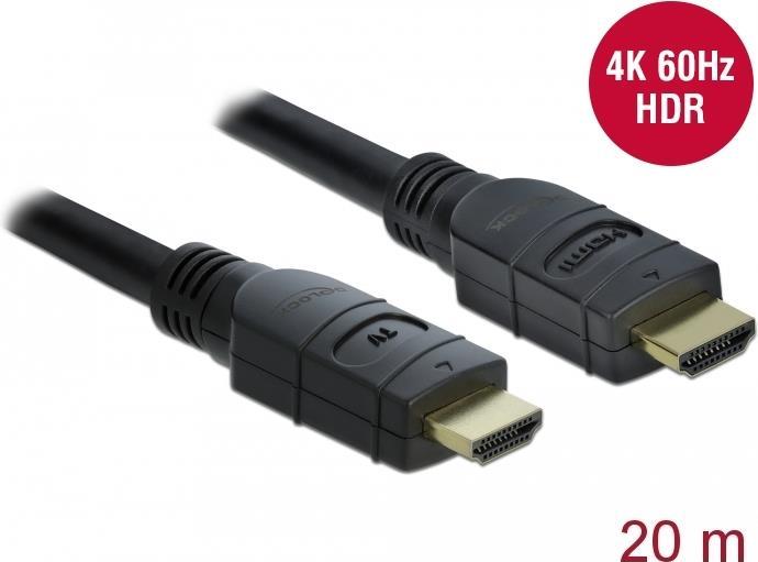 DeLOCK - Highspeed HDMI mit Ethernetkabel - HDMI (M) bis HDMI (M) - 20,0m - Dreifachisolierung - Schwarz - 4K Unterstützung, aktiv (85286) von Delock
