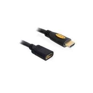 DeLOCK Kabel High Speed HDMI mit Ethernet Verlängerung - Video-/Audio-/Netzwerkkabel - HDMI - 28 AWG - HDMI, 19-polig (M) - HDMI, 19-polig (W) - 2,0m - Anthrazit (83080) von Delock
