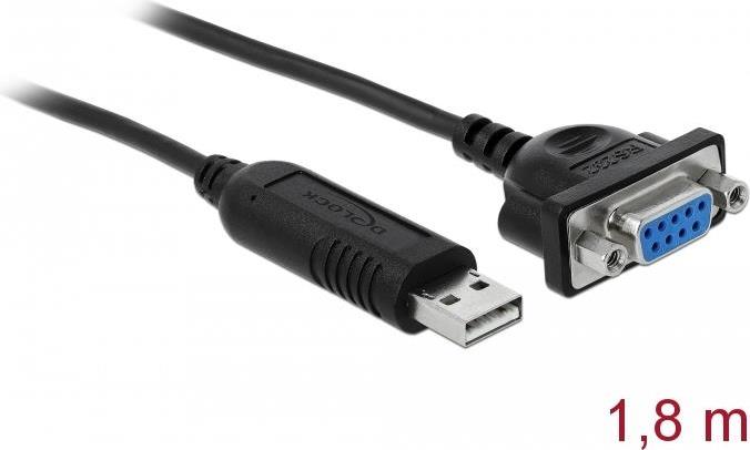 DeLOCK - Kabel seriell - USB (M) bis DB-9 (W) - 1,8m - Schwarz (66281) von Delock