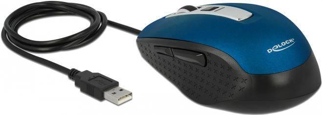 DeLOCK - Maus - Für Rechtshänder - optisch - 5 Tasten - kabelgebunden - USB - Blau - retail (12621) von Delock