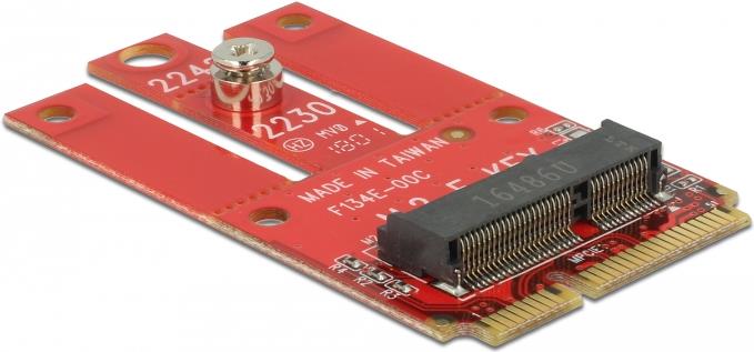 DeLOCK Mini PCIe > M.2 Key E slot - Speicher-Controller - M.2 - 1 Sender/Kanal - M.2 Card - PCIe Mini Card (63909) von Delock