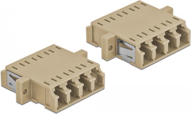 DeLOCK - Netzwerkkoppler - LC Multi-Mode (W) bis LC Multi-Mode (W) - Glasfaser - OM1/OM2 - beige (Packung mit 2) (86540) von Delock