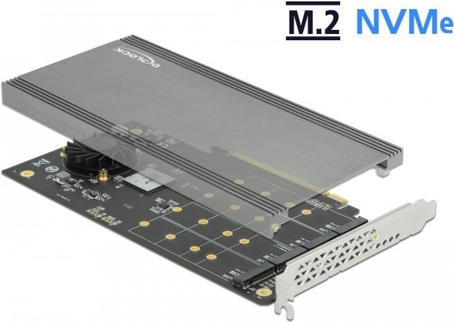 DeLOCK PCI Express x16 Card to 4 x internal NVMe M.2 Key M - Schnittstellenadapter - M.2 - Expansion Slot to M.2 - M.2 NVMe Card - 32 GBps - PCIe 3.0 x16 von Delock