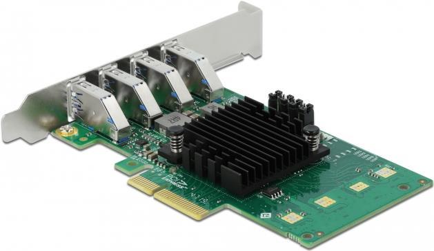 DeLOCK PCI Express x4 Card to 4 x external USB3.0 Quad Channel - USB-Adapter - PCIe 2,0 x4 Low-Profile - USB3.0 x 4 (89048) von Delock
