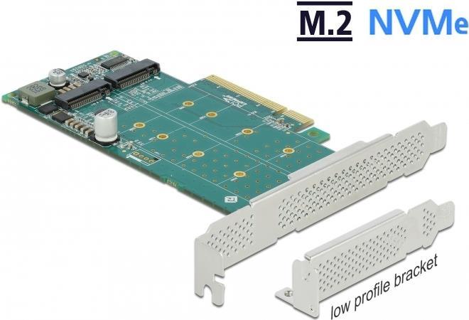 DeLOCK PCI Express x8 Card to 2 x internal NVMe M.2 Key M - Bifurcation - Speicher-Controller - M.2 - M.2 NVMe Card Low-Profile - PCIe 4,0 x8 (89045) von Delock