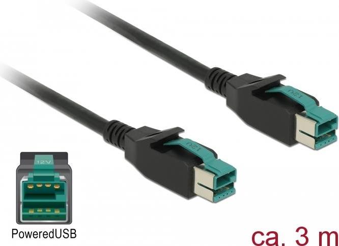 DeLOCK - Powered USB-Kabel - USB PlusPower (12 V) (M) bis USB PlusPower (12 V) (M) 3,0m - Schwarz (85494) von Delock