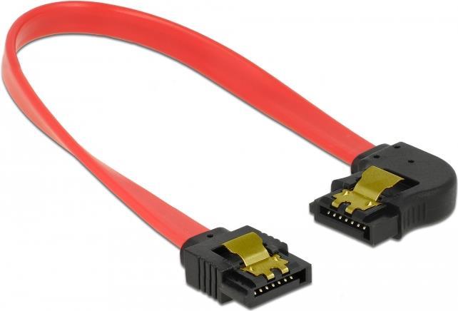 DeLOCK - SATA-Kabel - Serial ATA 150/300/600 - 7-poliges SATA (M) - 7-poliges SATA (M) - 20cm - links abgewinkelter Anschluss, verriegelt - Rot (83962) von Delock