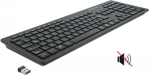 DeLOCK - Silent - Tastatur - kabellos - 2,4 GHz - QWERTZ - Deutsch - Schwarz - retail (12004) von Delock