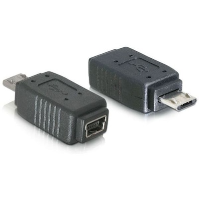 DeLOCK USB 2.0 Adapter micro-B St. zu mini USB 5pin Bu. 65063 schwarz von Delock