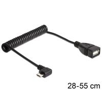 DeLOCK - USB-Kabel - 5-polig Micro-USB Typ B (M) - USB Typ A, 4-polig (W) - 50cm (USB2.0 OTG) - aufgespult, 90-Grad-Anschluss (83354) von Delock