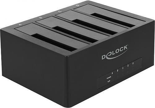 DeLOCK USB Type-C Docking Station for 4 x SATA HDD / SSD - HDD-Dockingstation Schächte: 4 - 2.5 / 3.5 gemeinsam genutzt (6,4 cm/8,9 cm gemeinsam genutzt) - SATA 6Gb/s - 5 Gbit/s - USB-C - Schwarz (63930) von Delock