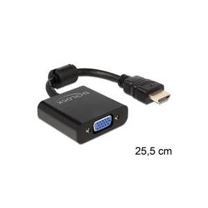 DeLOCK - Videoanschluß - HDMI / VGA - HDMI, 19-polig (M) - HD-15 (W) - 25,5 cm - Schwarz (65512) von Delock