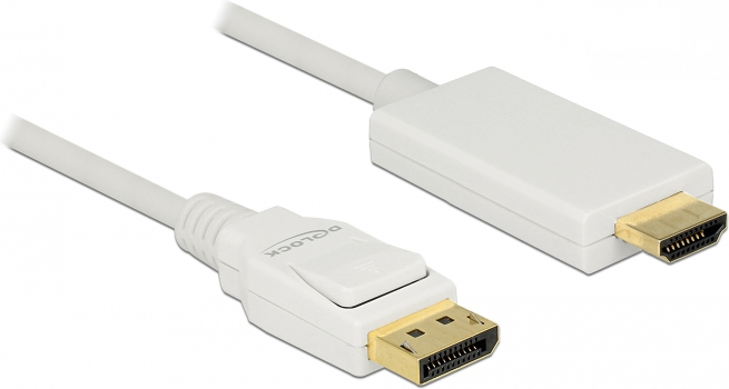 DeLOCK - Videokabel - DisplayPort / HDMI - DisplayPort (M) bis HDMI (M) - 1,0m - dreifach abgeschirmtes Twisted-Pair-Kabel - weiß - passiv (83817) von Delock