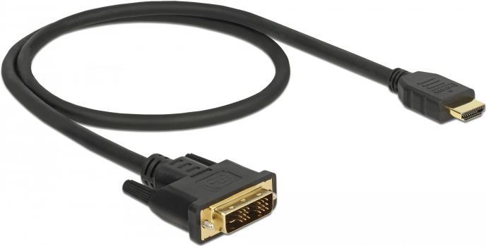 DeLOCK - Videokabel - Single Link - HDMI / DVI - DVI-D (M) bis HDMI (M) - 50cm - Dreifachisolierung - Schwarz - Daumenschrauben (85581) von Delock
