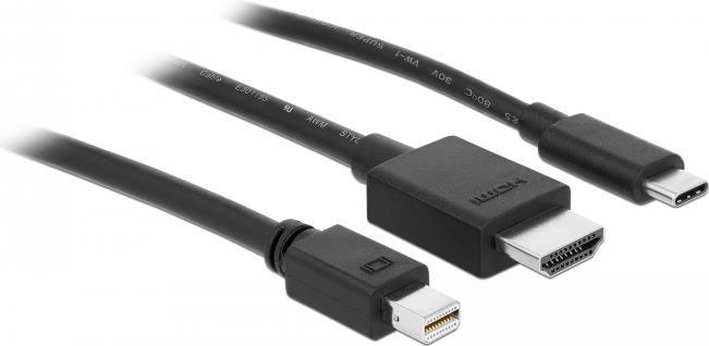 DeLOCK - Videoschnittstellen-Converter - Mini DisplayPort / HDMI / USB - HDMI, Mikro-USB Typ B (nur Strom), Mini DisplayPort, USB-C bis HDMI (M) - Schwarz - 4K Unterstützung (85830) von Delock