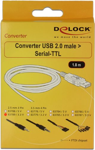 DeLock Cable USB TTL male > 2,5 mm 3 pin stereo jack male 1,8 m (3,3 V) - Serieller Adapter - USB - Seriell (83789) von Delock