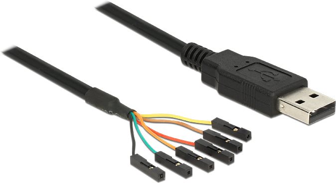 DeLock Converter USB2.0 > Serial-TTL 6 pin pin header connector individually 1,8 m (5 V) - Serieller Adapter - USB - Seriell (83786) von Delock