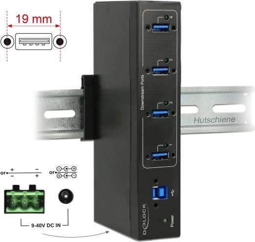 DeLock External Industry Hub 4 x USB 3.0 Type-A with 15 kV ESD protection - Hub - 4 x SuperSpeed USB 3.0 - wandmontierbar - Gleichstrom DeLock External Industry Hub 4 x USB 3.0 Type-A with 15 kV ESD protection - Hub - 4 x SuperSpeed USB 3.0 - wandmontierbar - Gleichstrom von Delock
