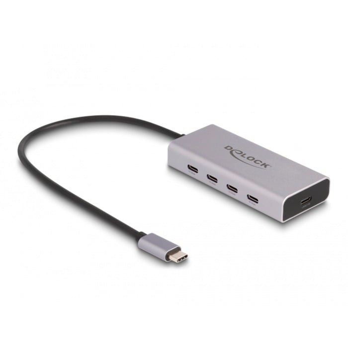 DeLock USB 10 Gbps USB Type-C Hub mit 4 x USB Type-C + 1 x USB Type-C PD 85 Watt, USB-Hub von Delock