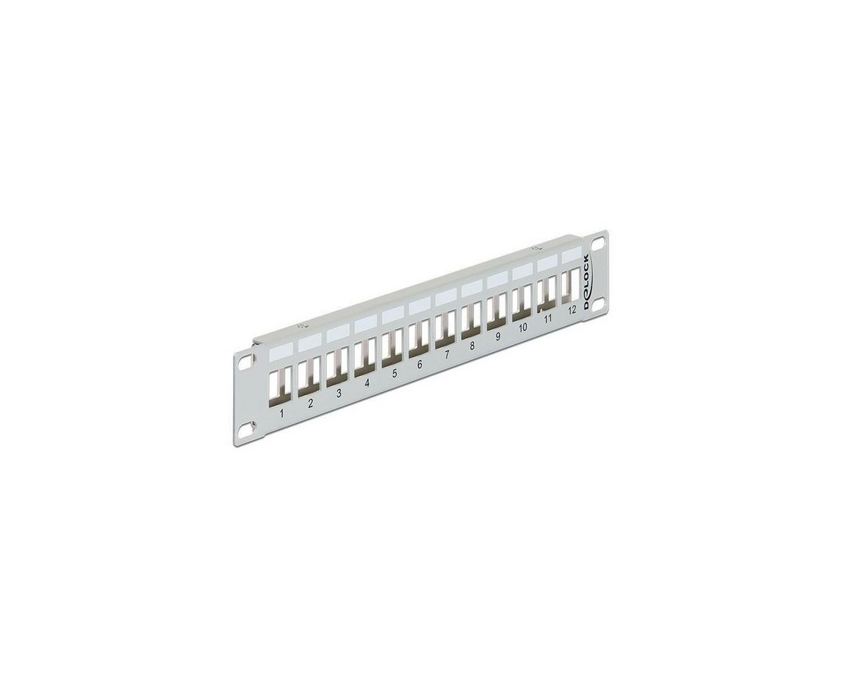 Delock 10″ Keystone Patchpanel 12 Port Metall grau Netzwerk-Patch-Panel von Delock