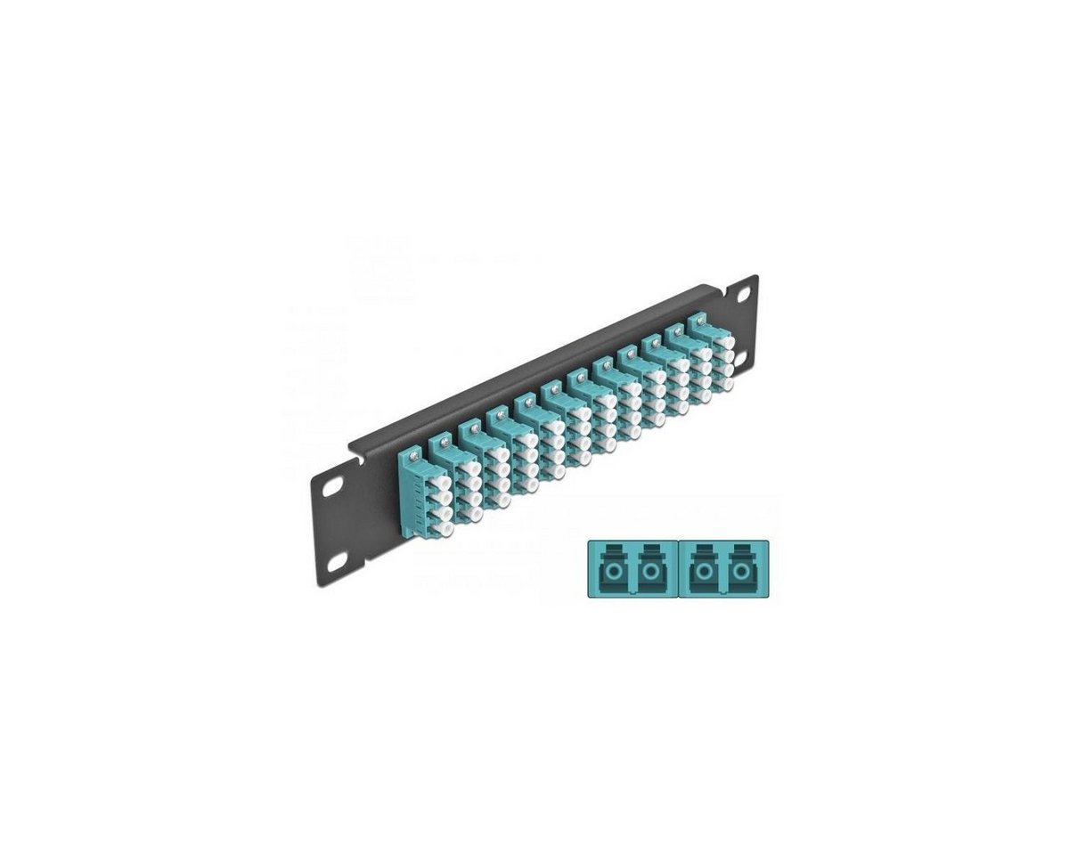 Delock 10″ LWL Patchpanel 12 Port LC Quad aqua 1 HE schwarz Netzwerk-Patch-Panel von Delock