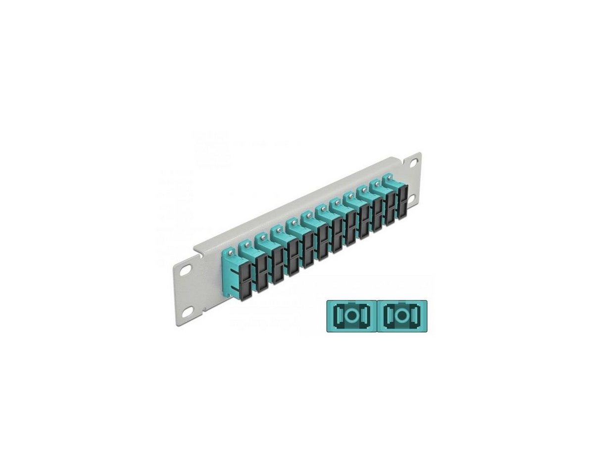 Delock 10″ LWL Patchpanel 12 Port SC Duplex aqua 1 HE grau Netzwerk-Patch-Panel von Delock