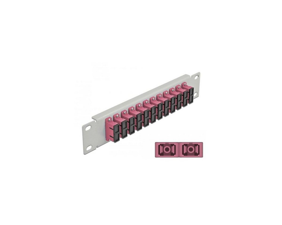 Delock 10″ LWL Patchpanel 12 Port SC Duplex violett 1 HE grau Netzwerk-Patch-Panel von Delock