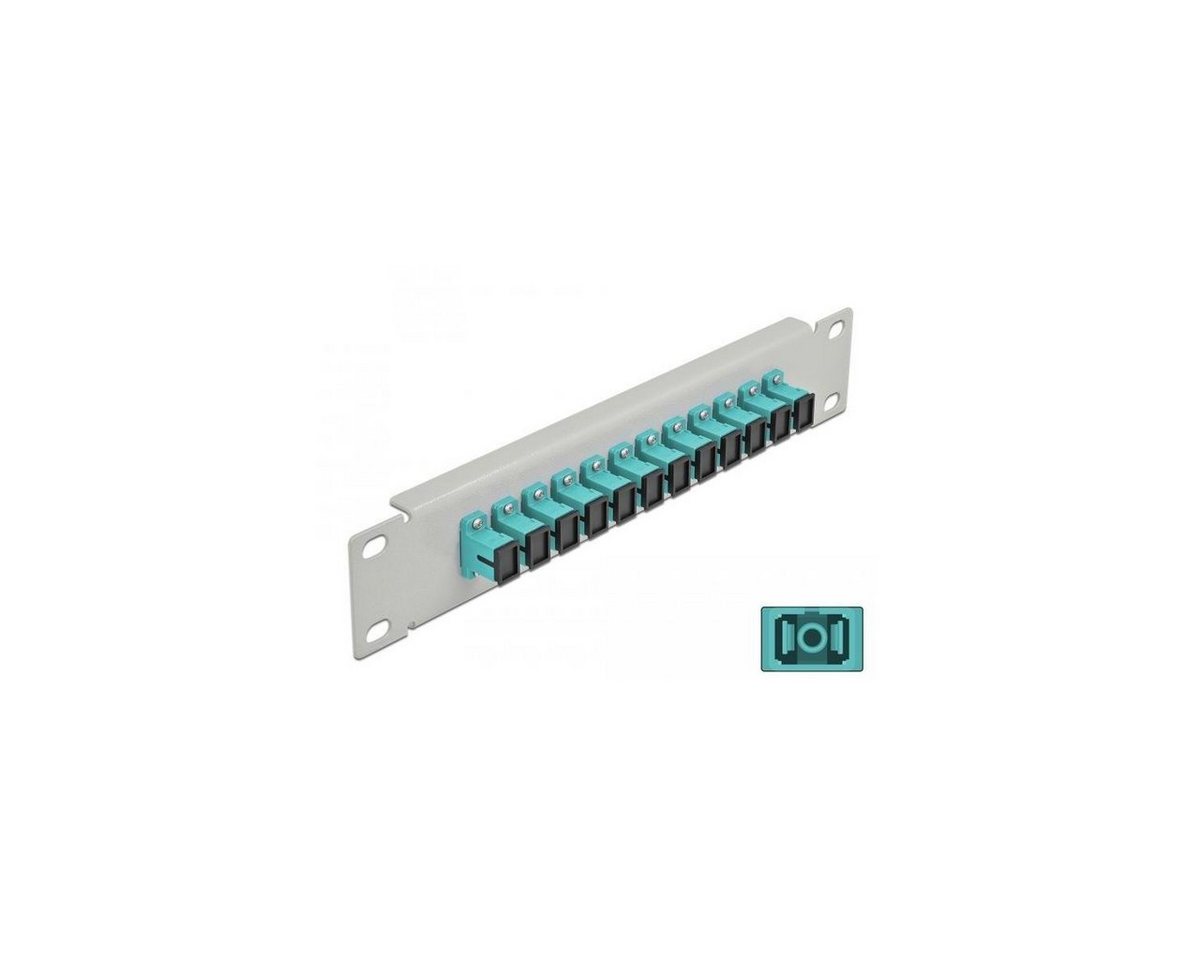 Delock 10″ LWL Patchpanel 12 Port SC Simplex aqua 1 HE grau Netzwerk-Patch-Panel von Delock