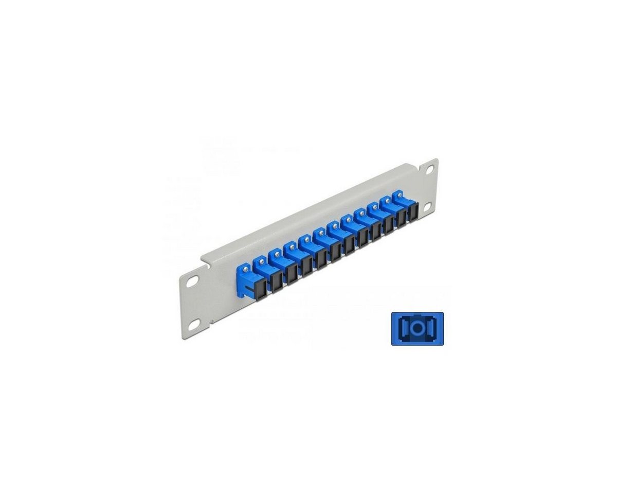Delock 10″ LWL Patchpanel 12 Port SC Simplex blau 1 HE grau Netzwerk-Patch-Panel von Delock