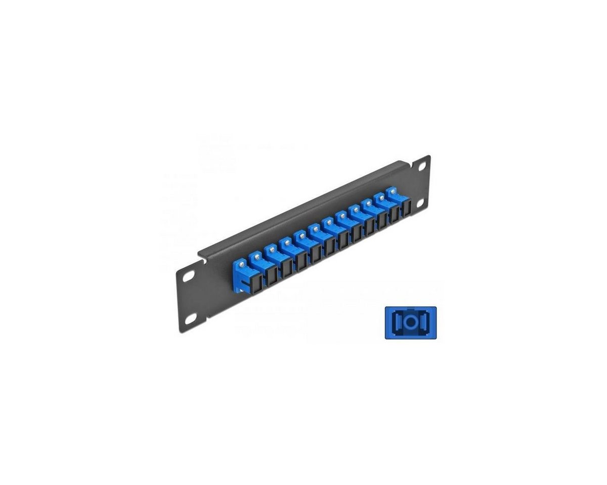 Delock 10″ LWL Patchpanel 12 Port SC Simplex blau 1 HE schwarz Netzwerk-Patch-Panel von Delock