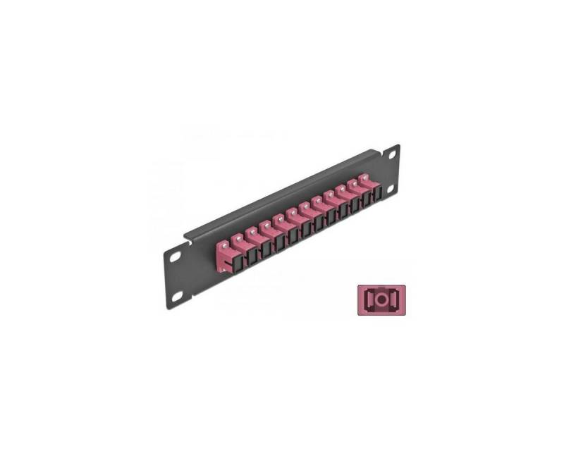 Delock 10″ LWL Patchpanel 12 Port SC Simplex violett 1 HE schwarz Netzwerk-Patch-Panel von Delock