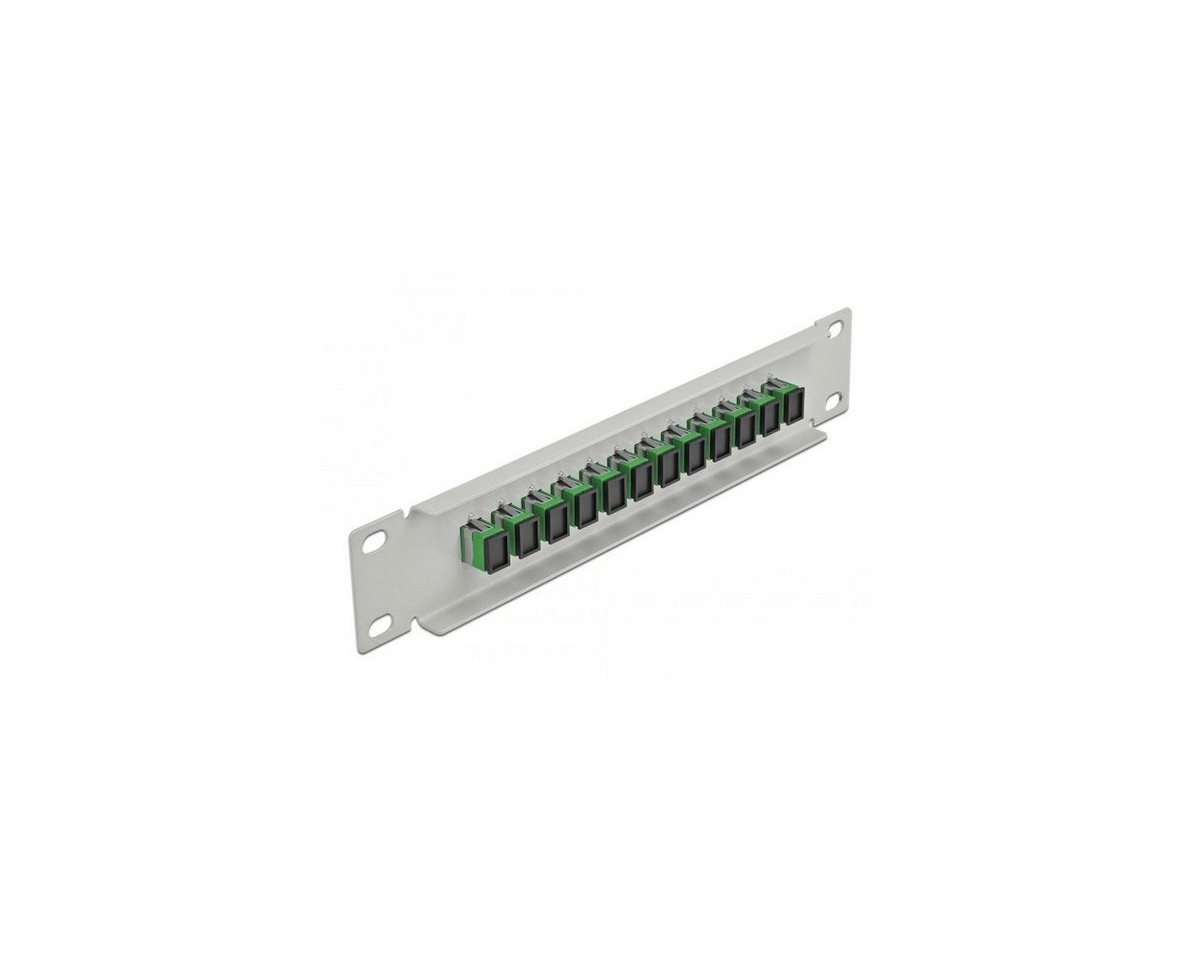 Delock 10 Zoll LWL Patchpanel 12 Port SC Simplex grün 1 HE grau Netzwerk-Patch-Panel von Delock