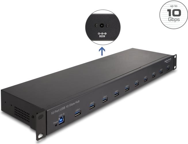 Delock 19 Industrie Hub 10 x USB 10 Gbps Typ-A (64240) von Delock