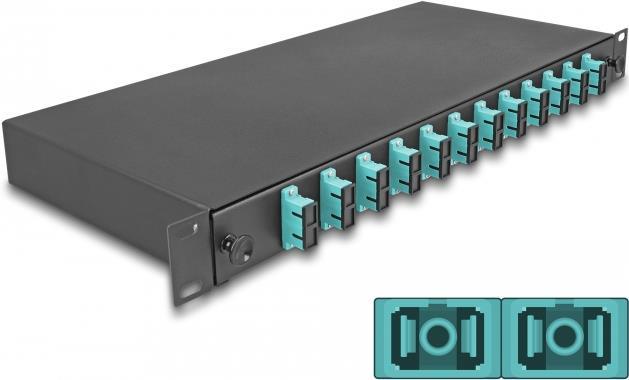 Delock 19? LWL Spleißbox 12 x SC Duplex OM3 1HE spleißfertig komplett bestückt (67007) von Delock