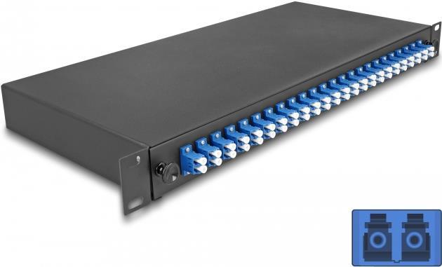 Delock 19? LWL Spleißbox 24 x LC Duplex OS2 1HE spleißfertig komplett bestückt (67009) von Delock